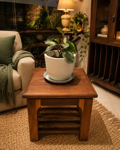 Mesinha Lateral Vintage em Madeira Maciça - Charme e Personalidade 