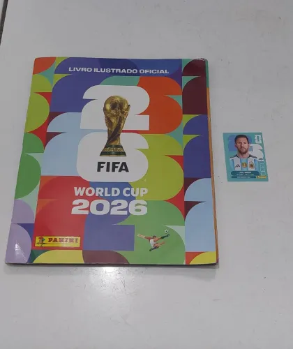 Album da Copa 2026 Panini, com 320 Figurinhas Coladas e 1 Figurinha Normal do Messi R$ 600