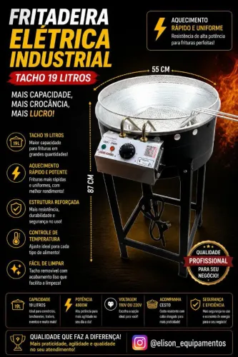 Fritadeira elétrica 19 litros industrial 