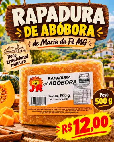 RAPADURA DE ABÓBORA E CANA DE AÇÚCAR 