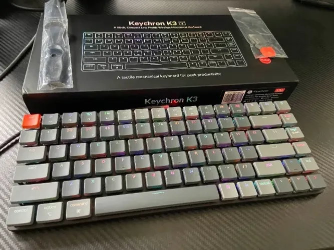 Teclado Mecânico Keychron K3 V2 RGB, Switches Brown e Mint