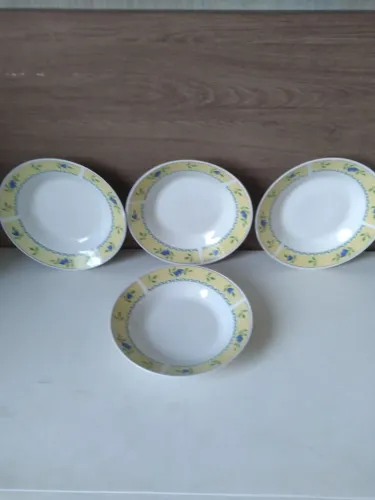 Conjunto Pratos em Louça especial decorados, vai direto ao micro-ondas e lava louças.