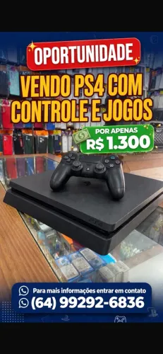 ? PS4 Slim 500GB + Controle + 4 Jogos | Ótimo Estado | Pronto para Jogar!