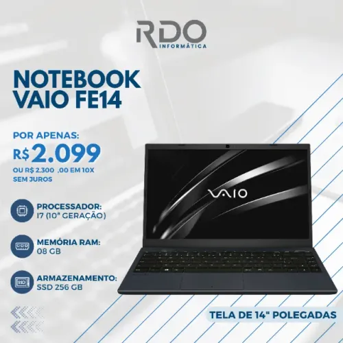 Notebook Vaio FE14 i7 10ª gen 8GB 256GB SSD 14" Full HD - Alta performance! 