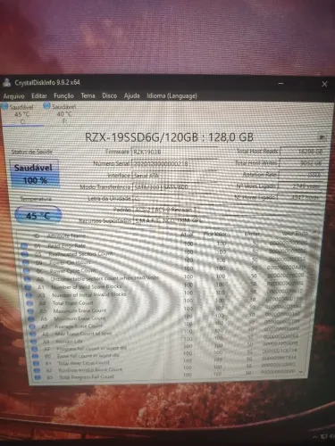 SSD RZX PRO 120GB 2.5" SATA III - 100% de Saúde!