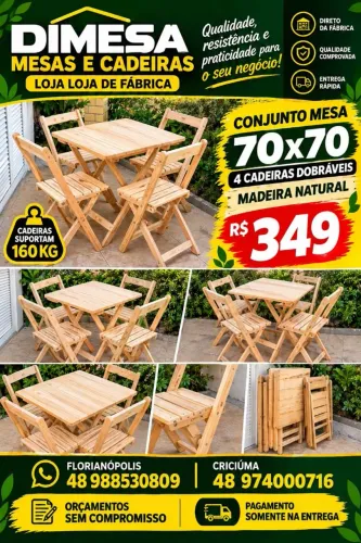 Mesas / cadeiras / bistrô /banquetas / Direto da fábrica / Pague somente na entrega/