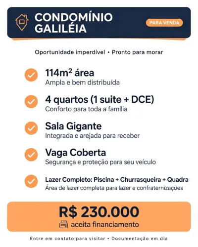 Vende-se apartamento no condomínio Galileia 