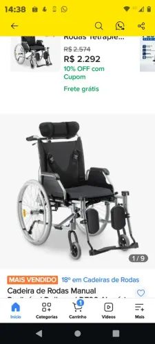 Cadeira de rodas Dellamed Semi nova D 700 Preta, 44 cm Dobrável , Reclinável, nunca usada