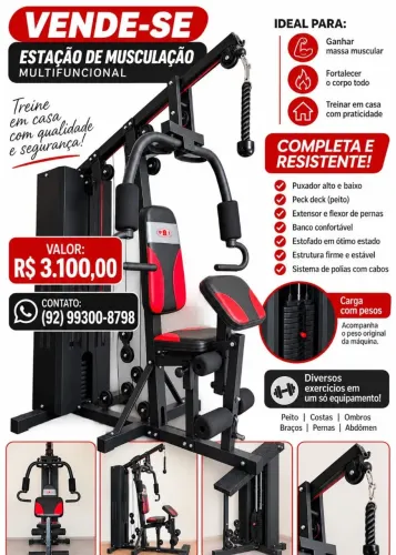 Estação De Musculação Multifuncional Completa Academia Em Casa