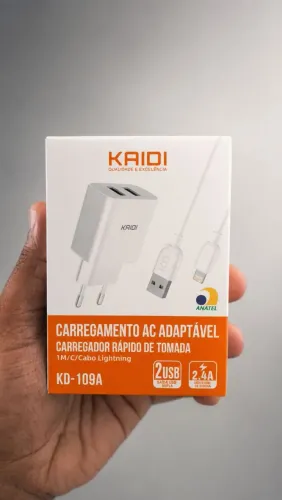 CARREGADOR RÁPIDO KAIDI KD-109A - PRATICIDADE E EFICIÊNCIA PARA O SEU DIA A DIA