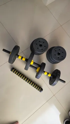Kit Halteres 3 Em 1 Bonafit Preto E Amarelo 20kg