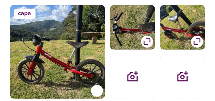 Bicicleta de equilíbrio Caloi vermelha