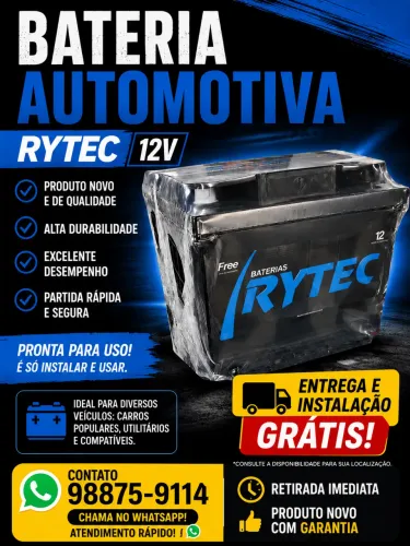 Bateria de carro Rytec 12V Nova entrega imediata 