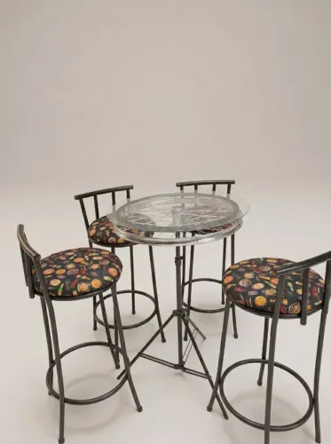 Conjunto bistrô gourmet mesa alta+ 4 bancos estofados