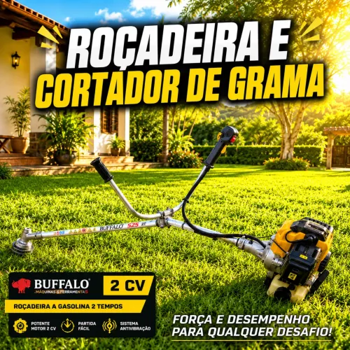 Roçadeira Cortador Grama  2T Gasolina 52cc Buffalo