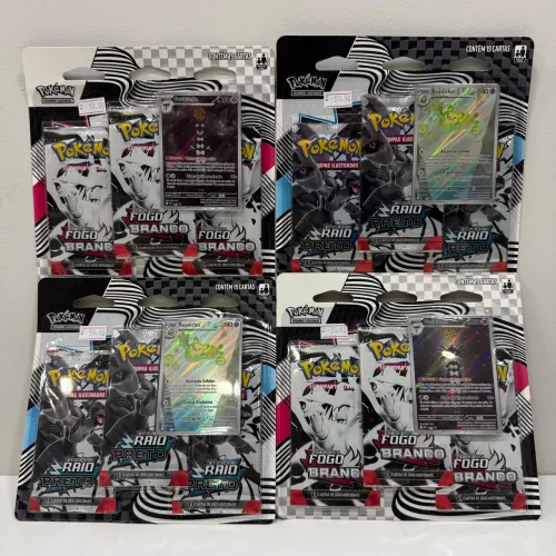 Triple Pack Fogo Branco Raio Preto Pokémon TCG - FFSTOREGAMES