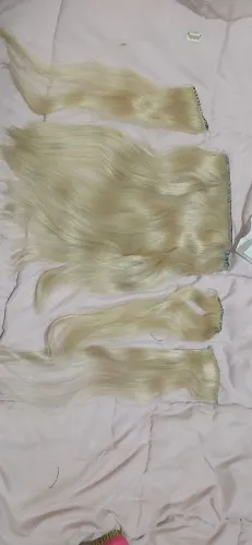 Telas de cabelo 100% humano loiro claro 30 cm