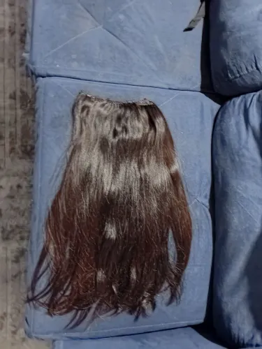 Cabelo humano brasileiro fios extra finos, castanho 65cm 3 telas, usado