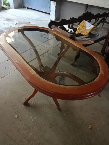 Mesa madeira com vidro