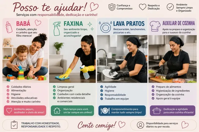 PRECISANDO DE UMA PESSOA RESPONSÁVEL PARA TRABALHAR? EU POSSO AJUDAR!
