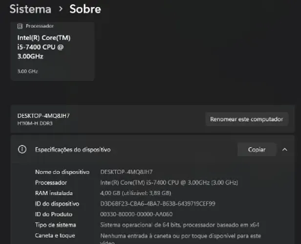 i5-7400 + SSD (Aceito Cartão c\ juros).