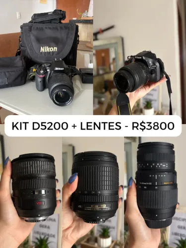 ? KIT FOTOGRÁFICO NIKON D5200 + 4 LENTES ? COMPLETO! ?