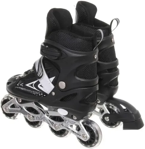 patins 4 rodas inline roller regulável street - cor preto tamanho m 33 ao 36