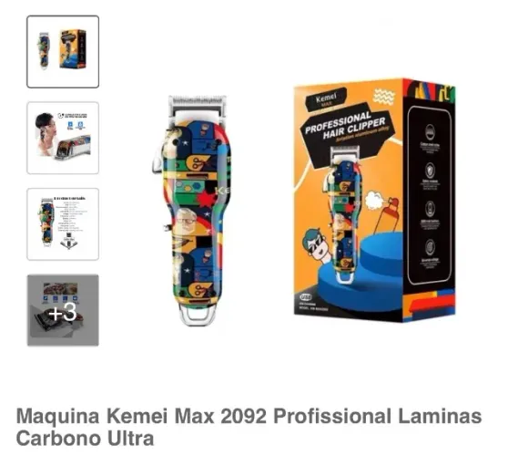 Maquina Kemei Max 2092 Profissional Laminas Carbono Ultra