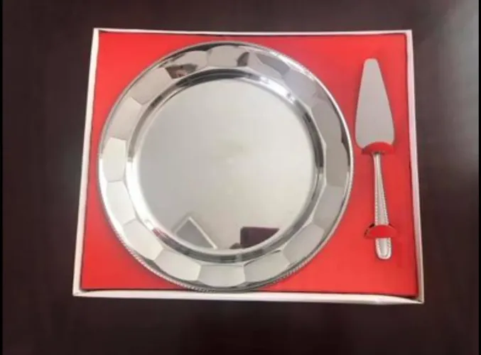Prato de bolo inoxidável