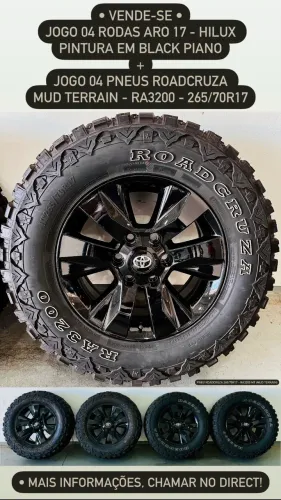 Hilux - Jogo 04 Rodas Preto Piano + Pneus 265/70r17 Roadcruza 3200