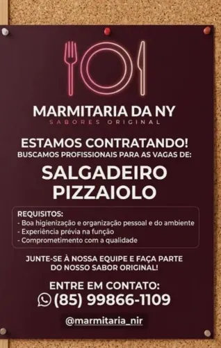 Contrata-se Pizzaiolo e Salgadeiro