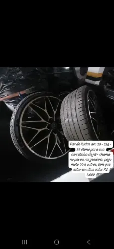 Par de rodas mod bmw aro 20 225 35 com pneus meia vida