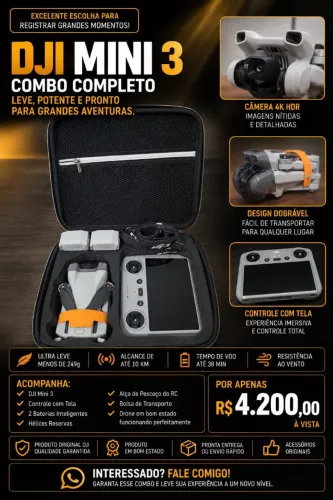 Drone DJI mini 3 com duas baterias