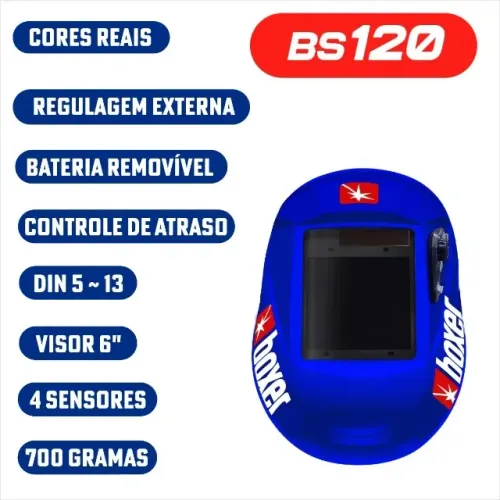 Boxer Bs120 Máscara De Solda Com Escurecimento Automático Azul Lisa