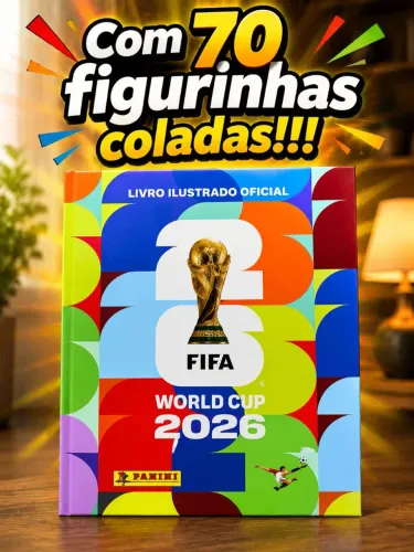 Álbum da copa 2026 com 70 figurinhas coladas