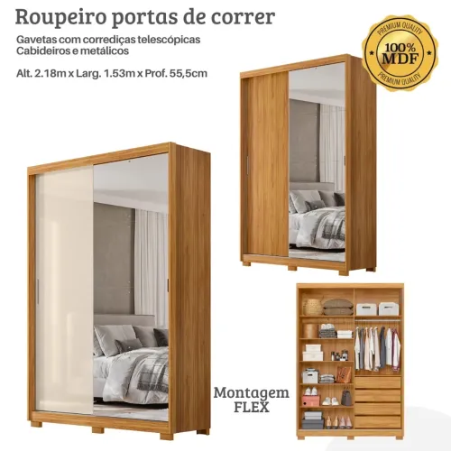 Guarda Roupa MDF com espelho - Promoção