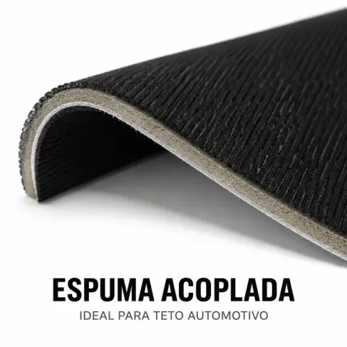 Tecido Automotivo Canelado Preto Acoplado com Espuma