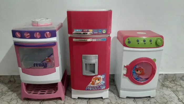 Cozinha para menina - Fogão, geladeira e máquina de lavar