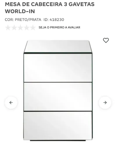 Mesa de cabeceira espelhada