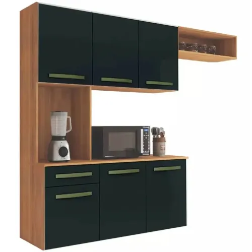 Cozinha Suspensa Belissima com balcão 6 Portas 1 Gaveta Fiorello / pronta entrega