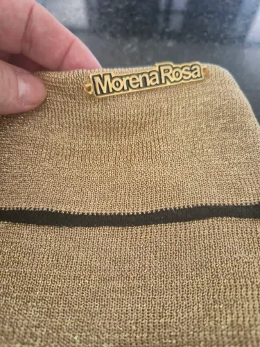 Saia de listra malha dourada da morena rosa