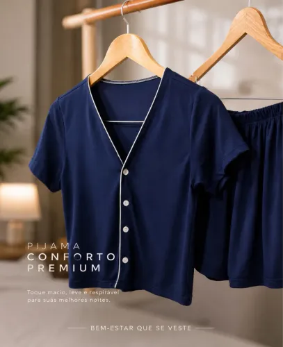 Conjunto Pijama Luxo Azul-Marinho Poucas Unidades!