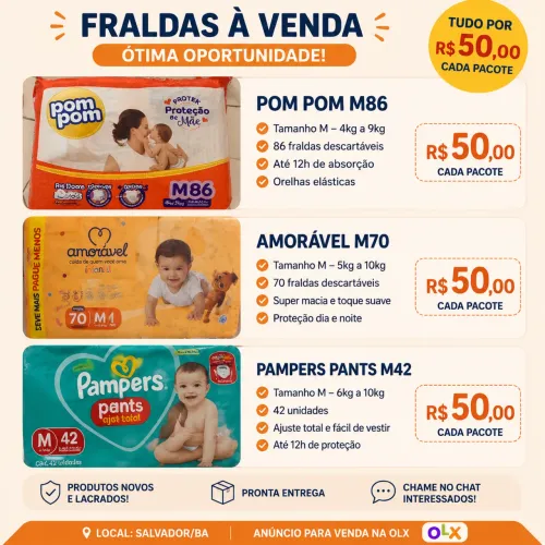 Apenas 50,00 cada pacote