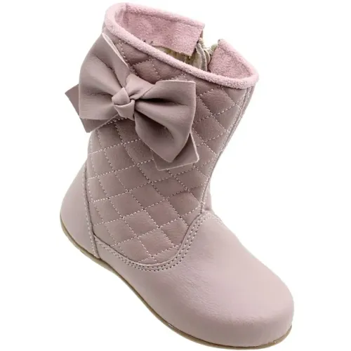 Bota Botinha Infantil Feminina Rosa Menina Pingo De Pé Zíper 449R