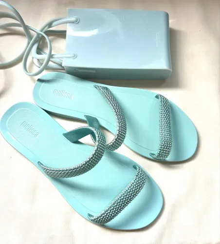 Melissa glitz azul com bolsinha 