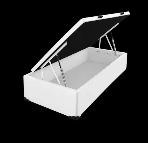 Cama Box Báu Solteiro Sintético Branca 