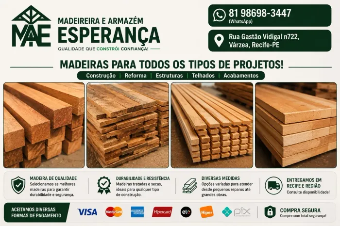 Caibros, Linhas, Ripas, Madeiras em Geral