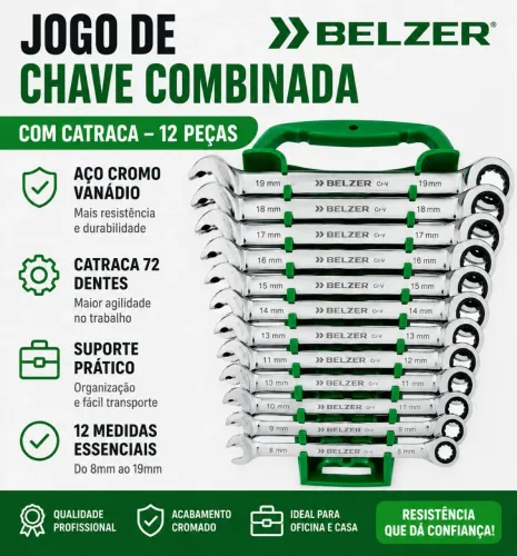 JOGO DE CHAVES COMBINADAS BELZER - 12 PEÇAS ORIGINAL