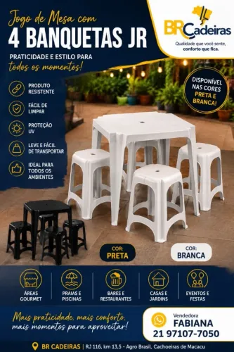 Mesa com 4 banquetas 