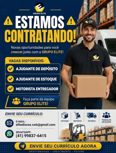 Vaga de emprego CLT: Motorista entregador e Ajudante de depósito